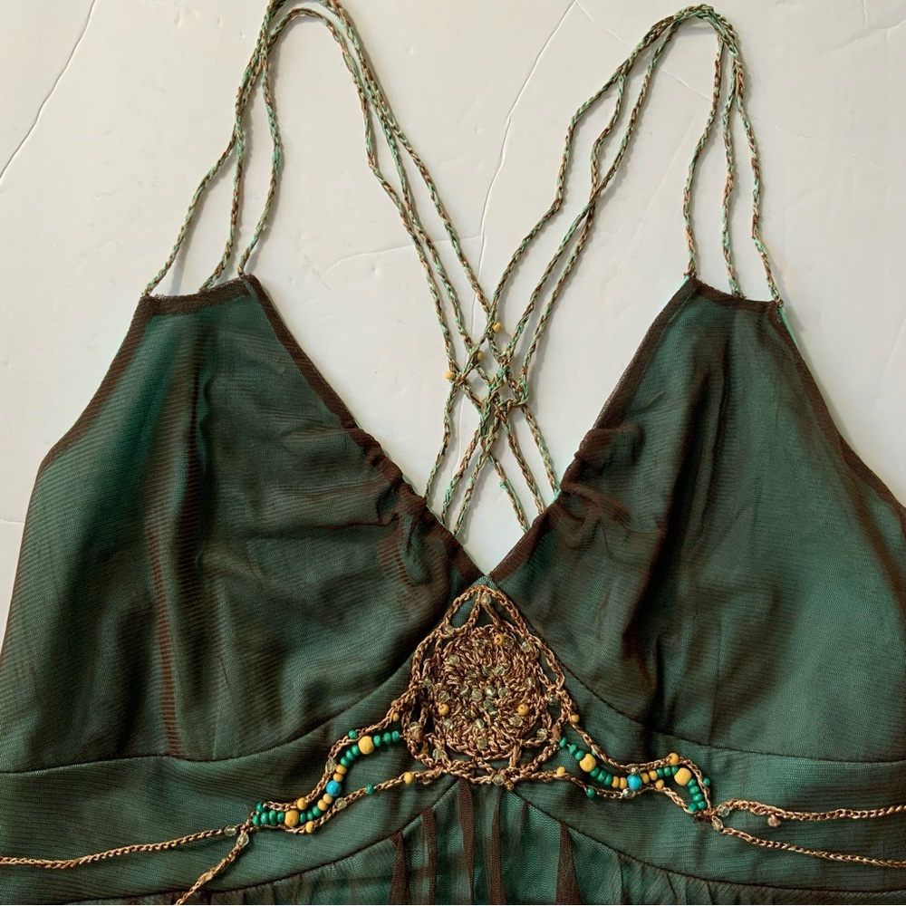 Vintage Y2K Nicole Miller Fairycore Beaded Dress Chiffon Size 12 - Picture 7 of 9